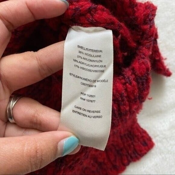 Alice + Olivia Otis Textured Red Chunky Wool Turtleneck Oversized Sweater Size M - Picture 11 of 11